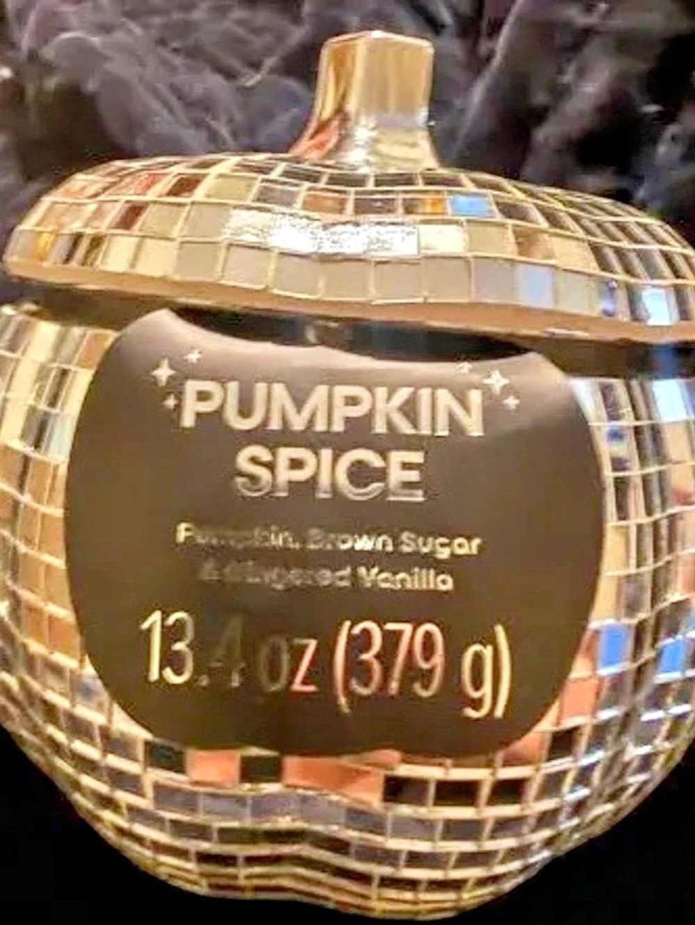 Fall DW Home Pumpkin Spice Disco Ball Candle, Silver Autumn Halloween